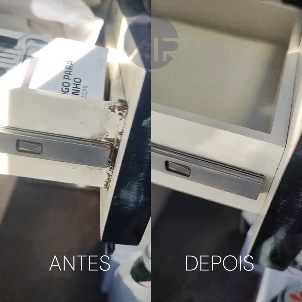 Galley de aeronave antes e depois da higienização