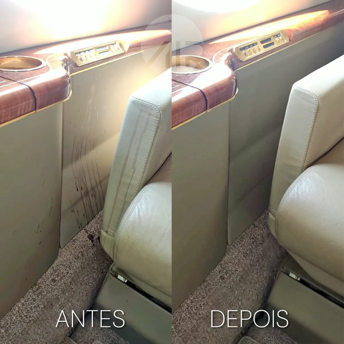 Remoção de manchas no interior de uma aeronave